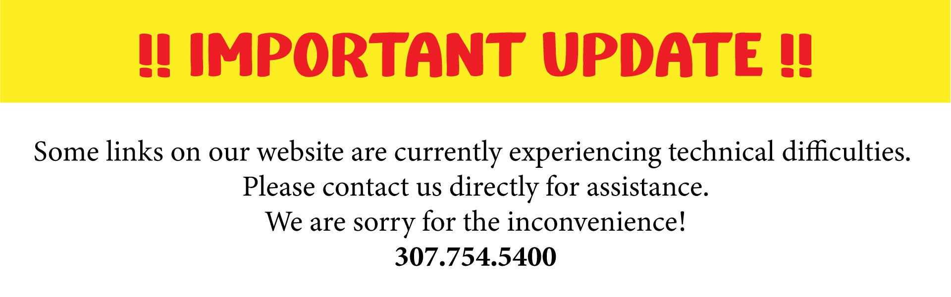 Please call us, we're having technical difficulties.